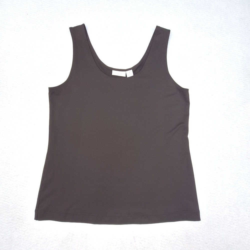 Chicos Tank Top Womens Medium Brown Scoop Neck Stretch Layering Capsule Wardrobe